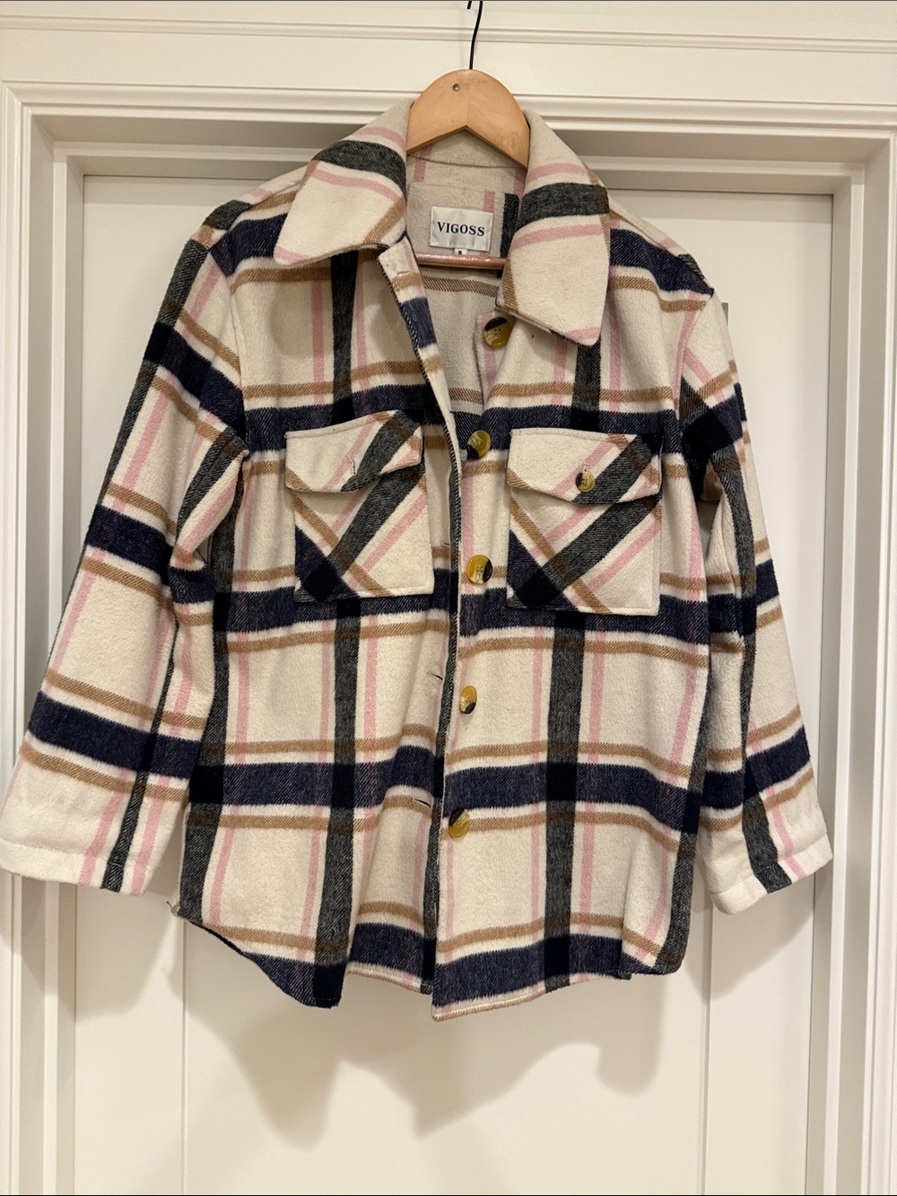 Retro Plaid wool blend flannel shirt jacket